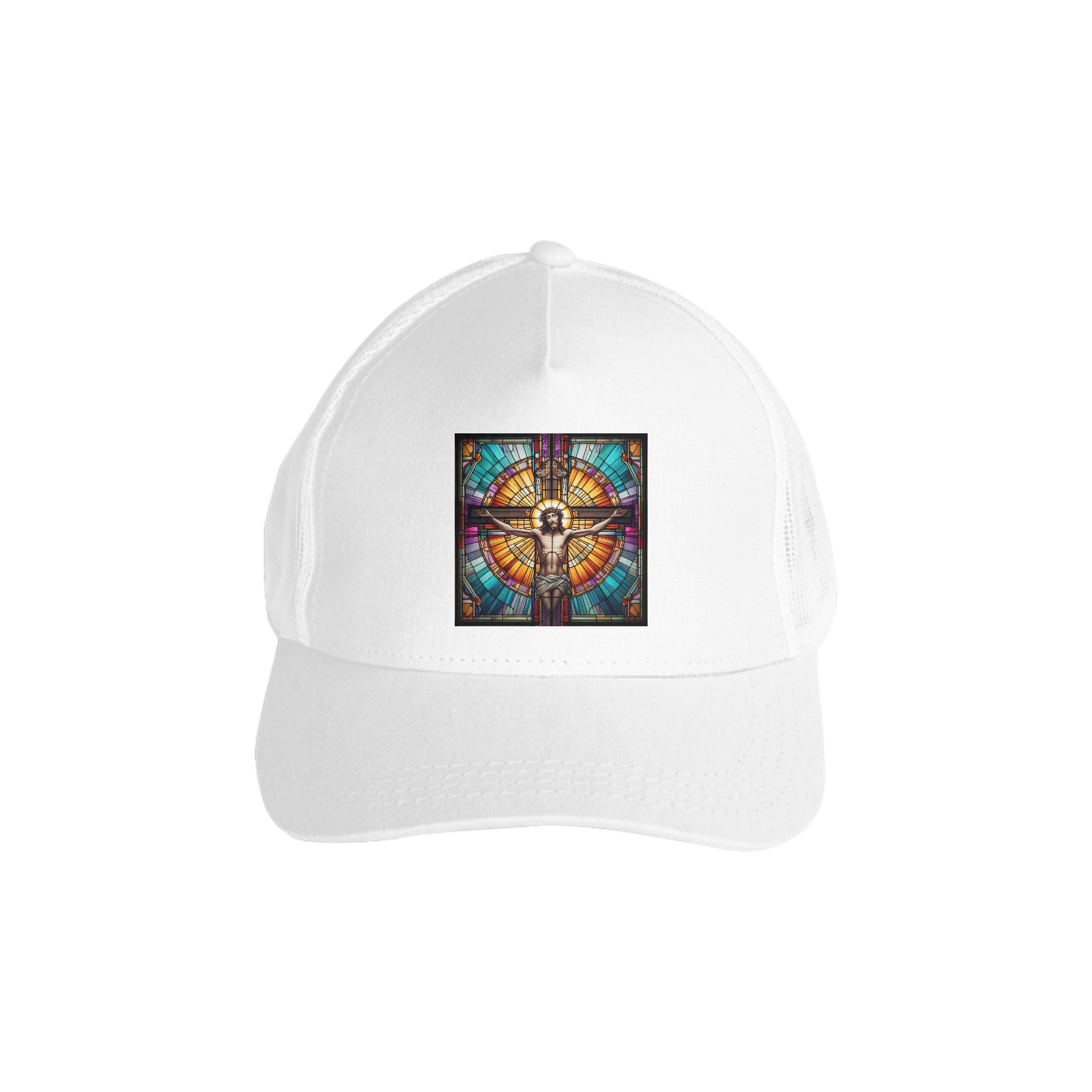 Nome do produto: Boné Americano com Tela - Jesus - Vitral 1