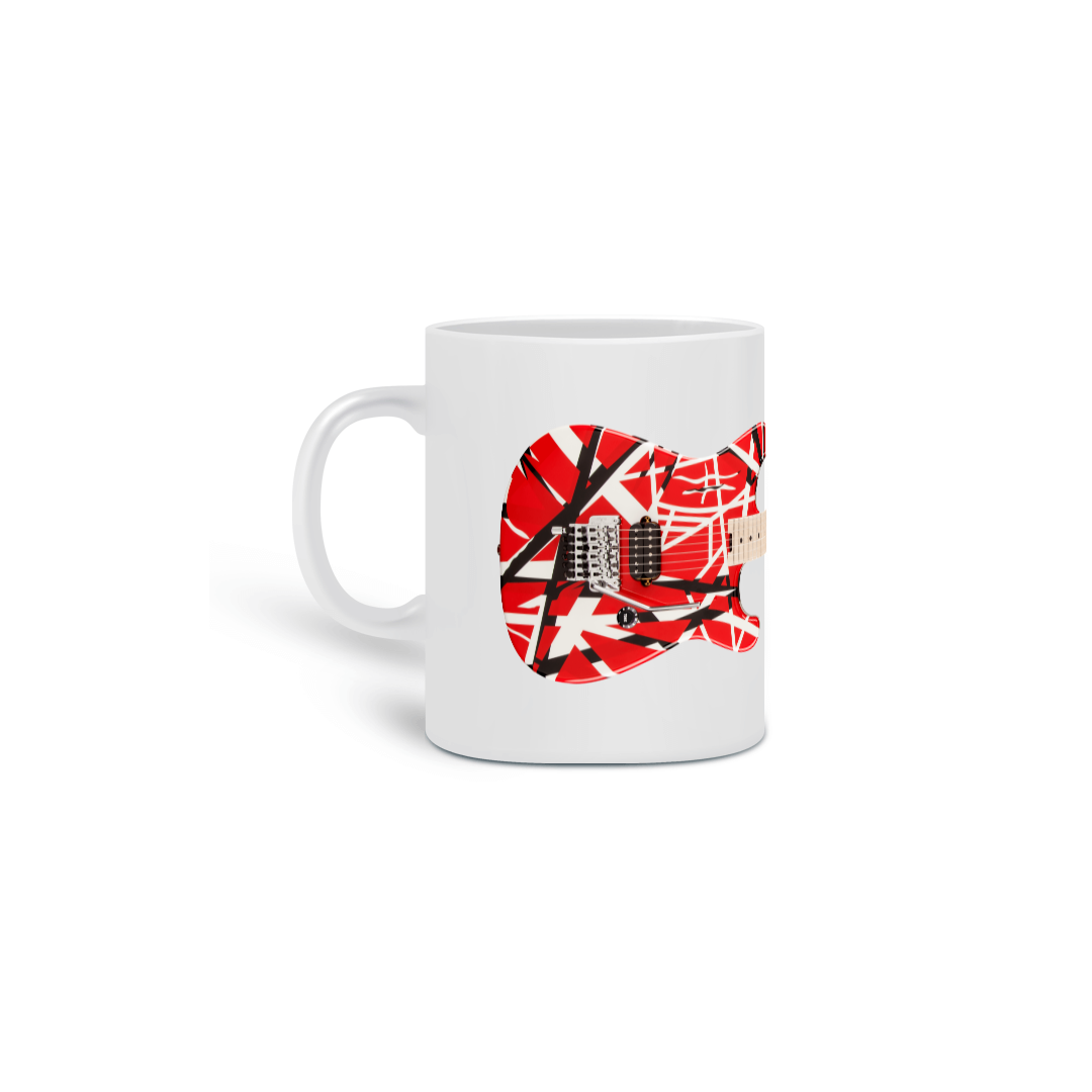 Nome do produto: Caneca Cerâmica - Guitarra EVH Striped Series Red Black White