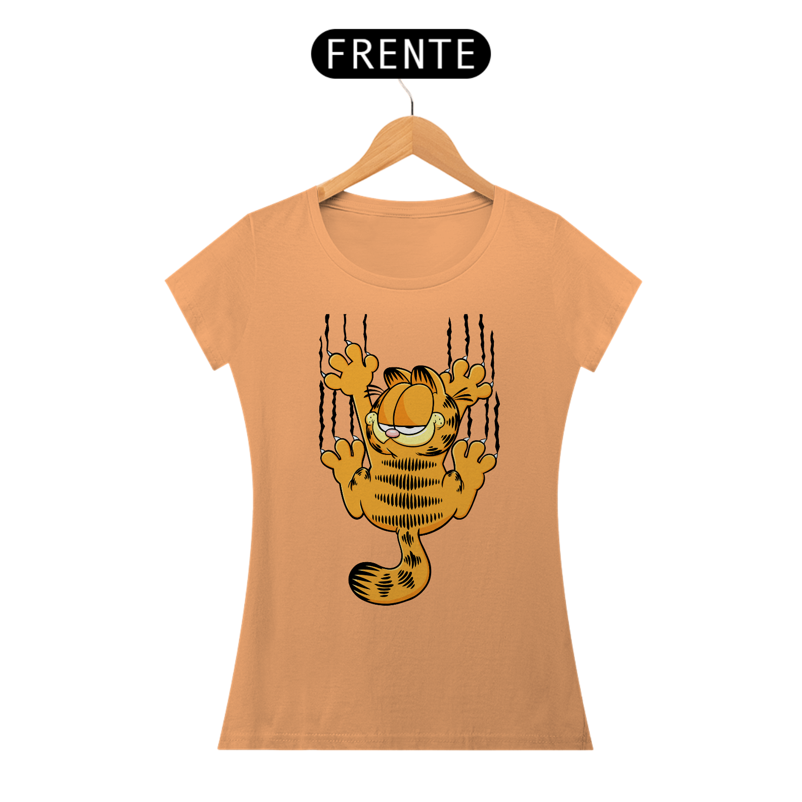 Nome do produto: Camiseta Baby Look Estonada - Garfield Agarradinho - Model 1