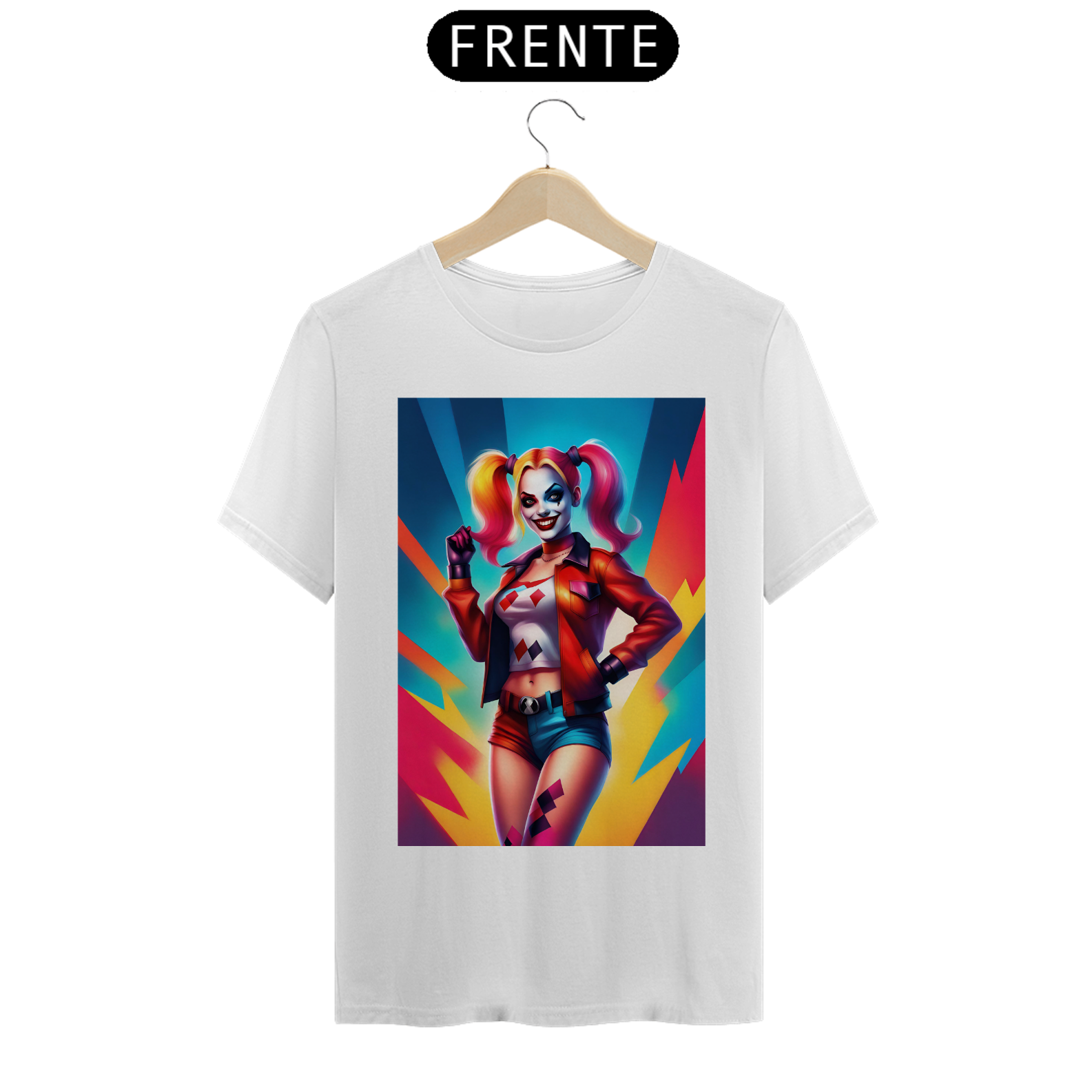 Nome do produto: Camiseta Masculina DC Arlequina Psicodélica