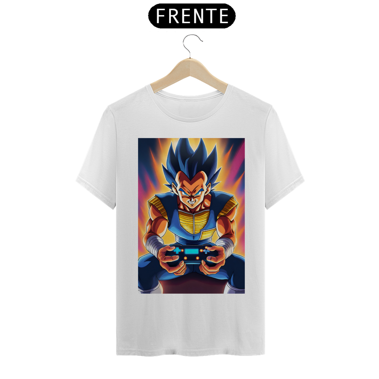 Nome do produto: Camiseta Masculina Dragon Ball Vegeta Jogando Video Game