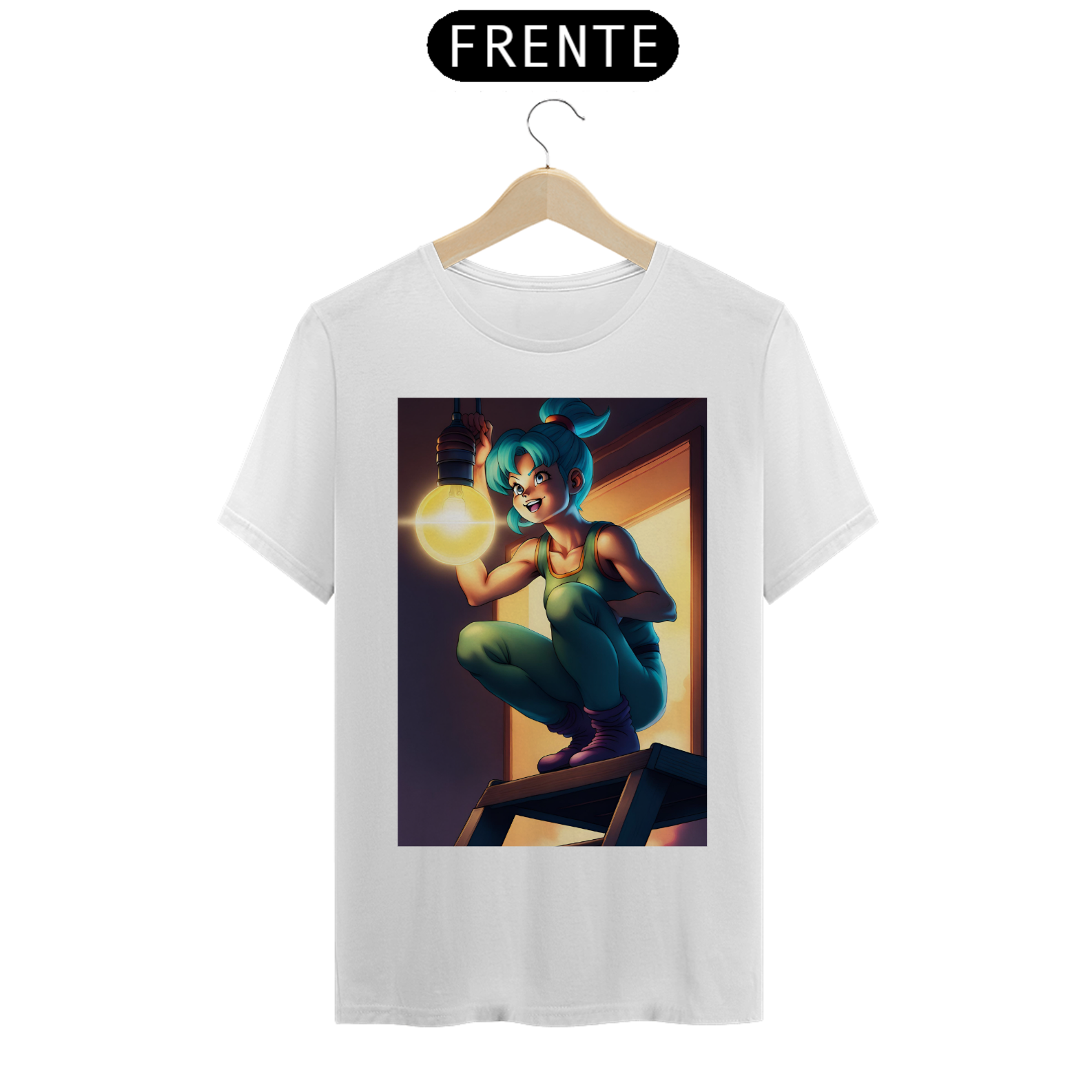 Nome do produto: Camiseta Masculina Dragon Ball Bulma Trocando Lâmpada