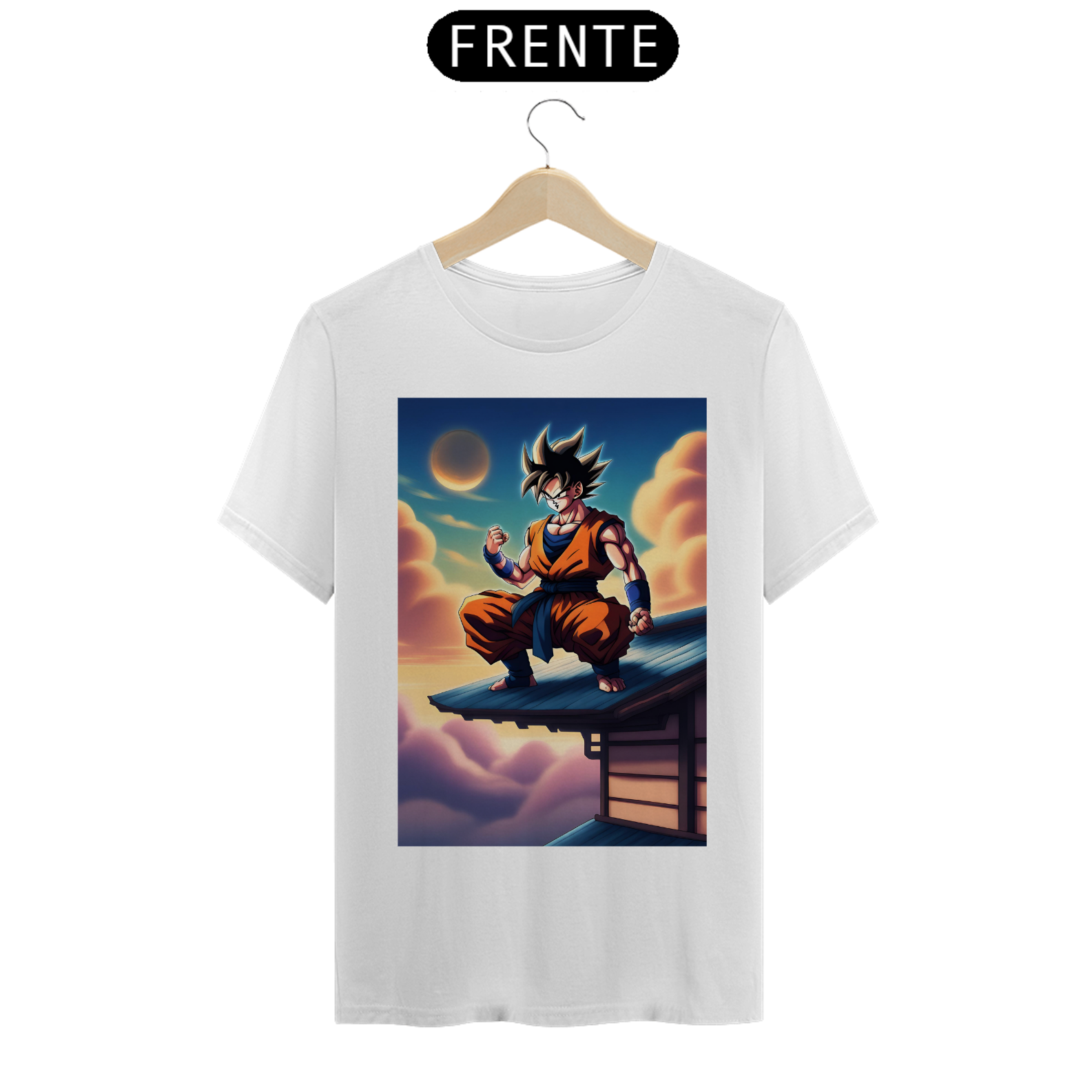 Nome do produto: Camiseta Masculina Dragon Ball Goku no Telhado