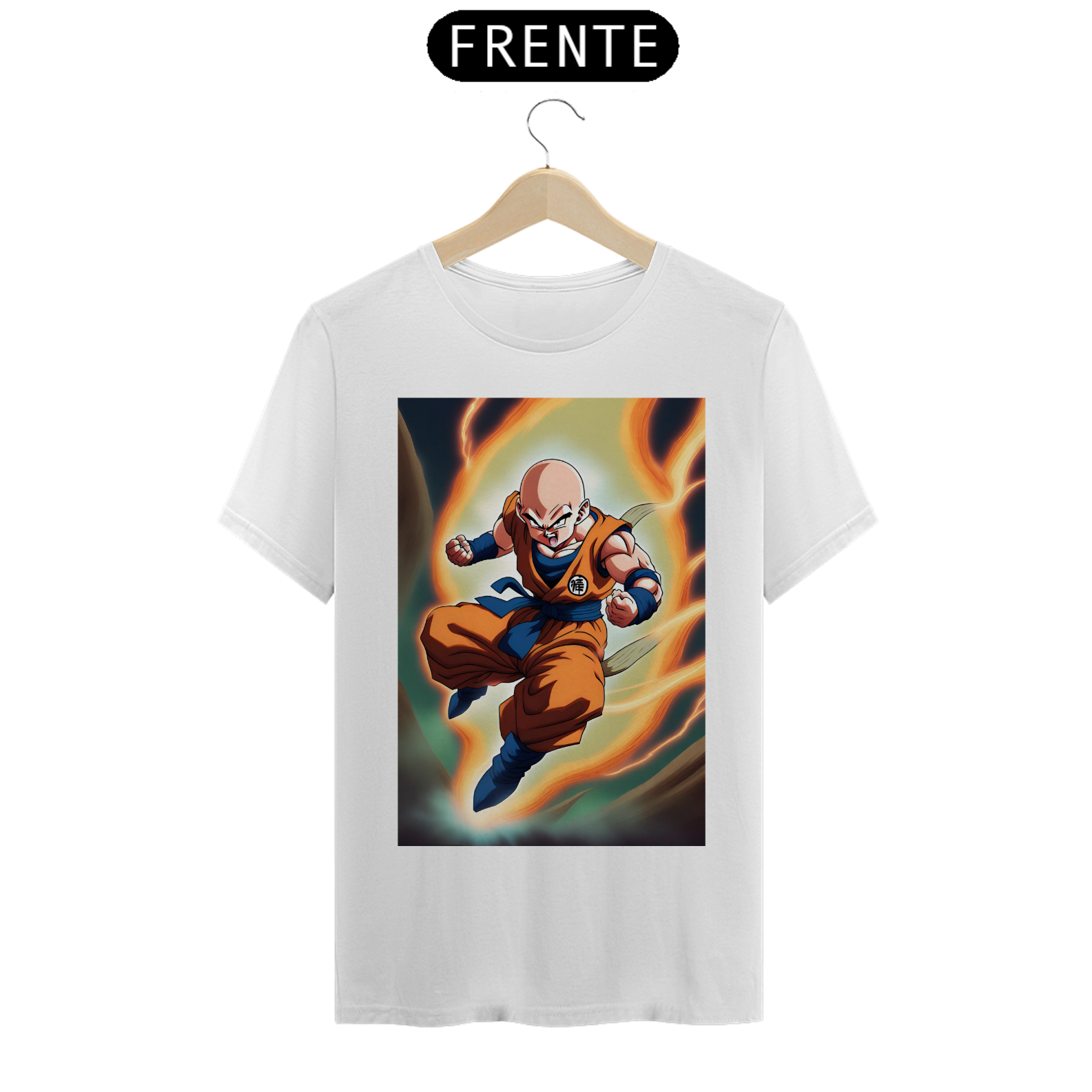 Nome do produto: Camiseta Masculina Dragon Ball Kuririn ao Ataque