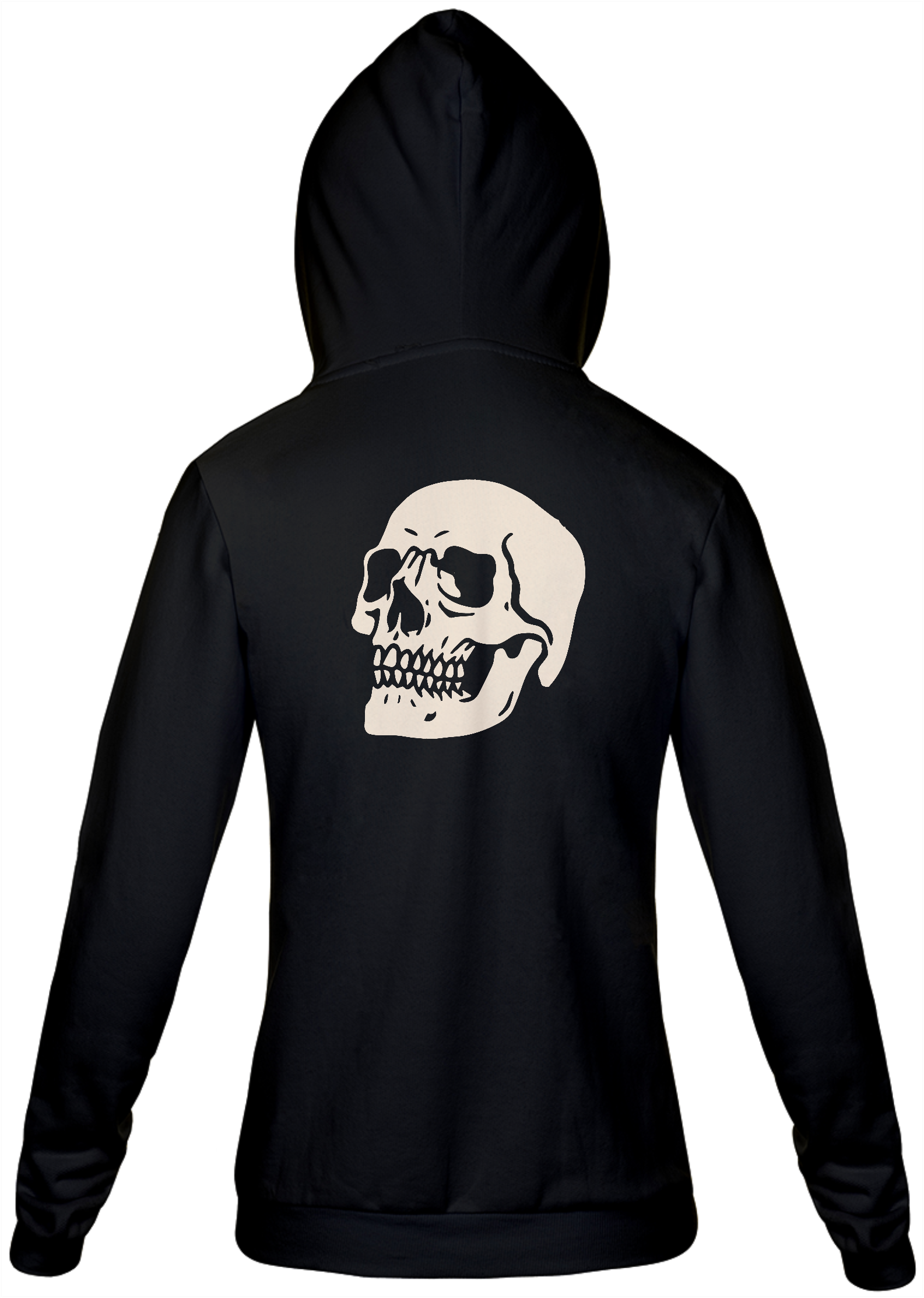 Nome do produto: Moletom de Caveira com Capuz e Zíper: Estilo Macabro e Conforto