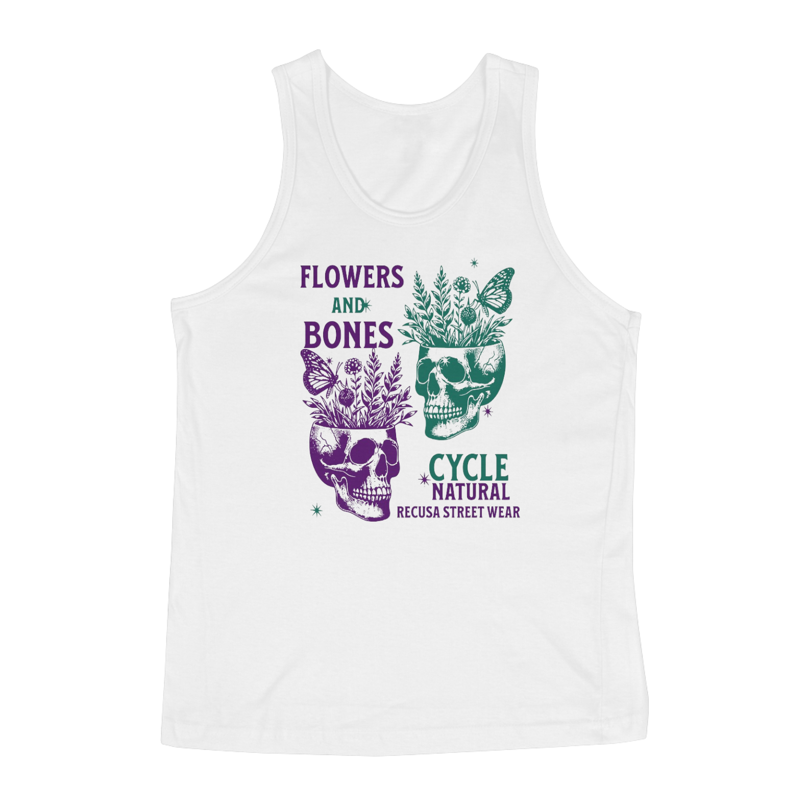 Nome do produto: REGATA FLOWERS AND BONES