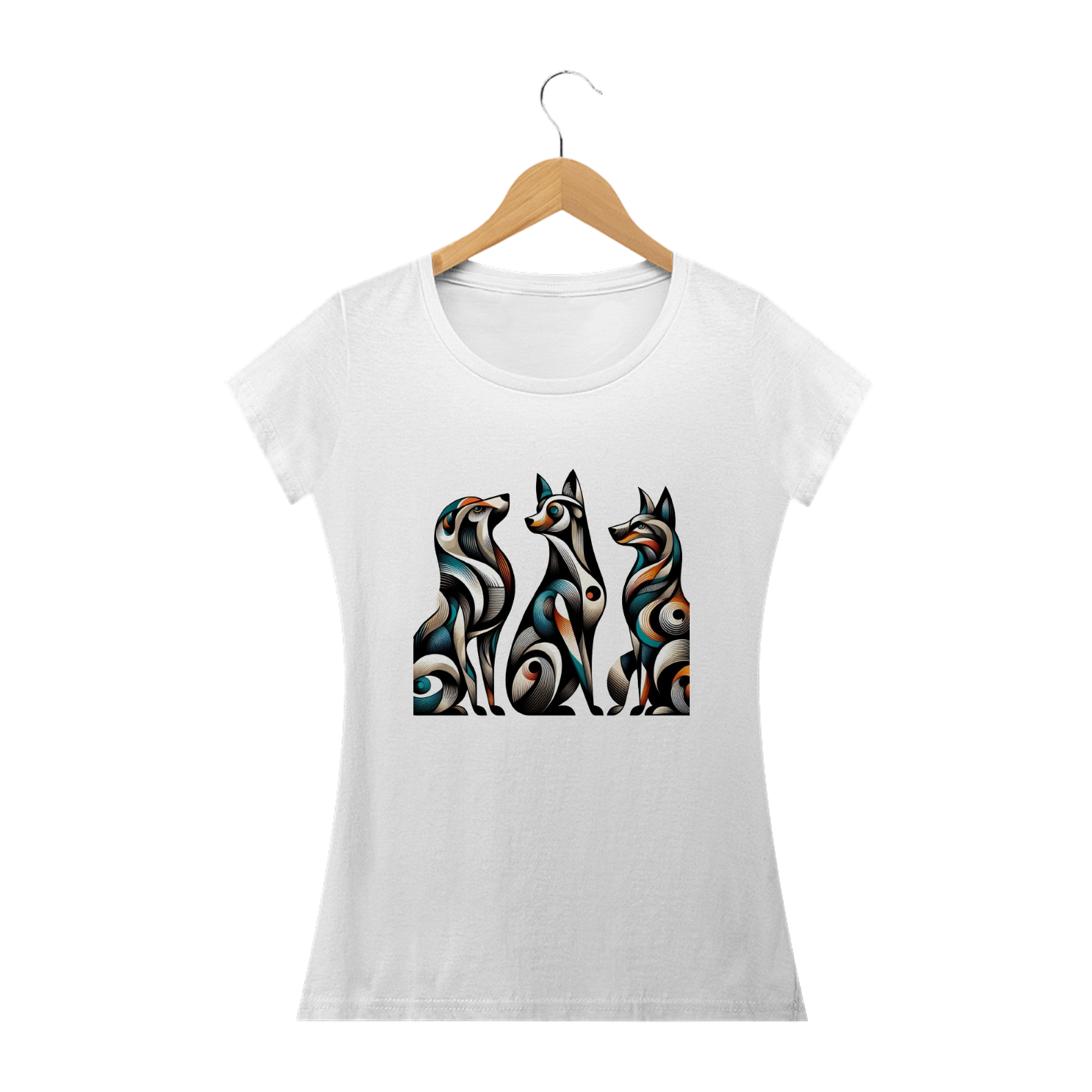 Nome do produto: Camiseta Baby Long Cachorros Geométricos