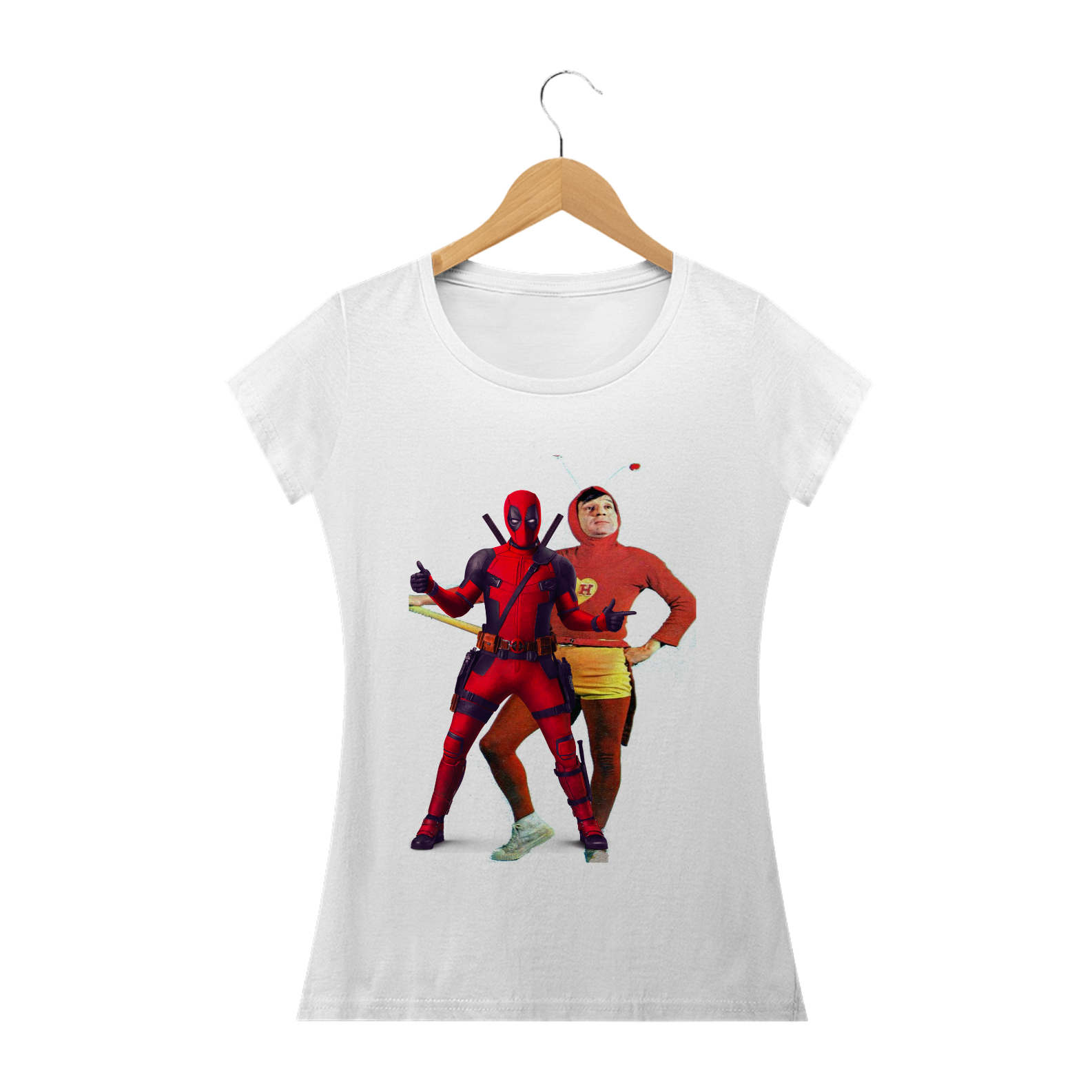 Nome do produto: Camiseta Dead Pool E Chapolin Feminina
