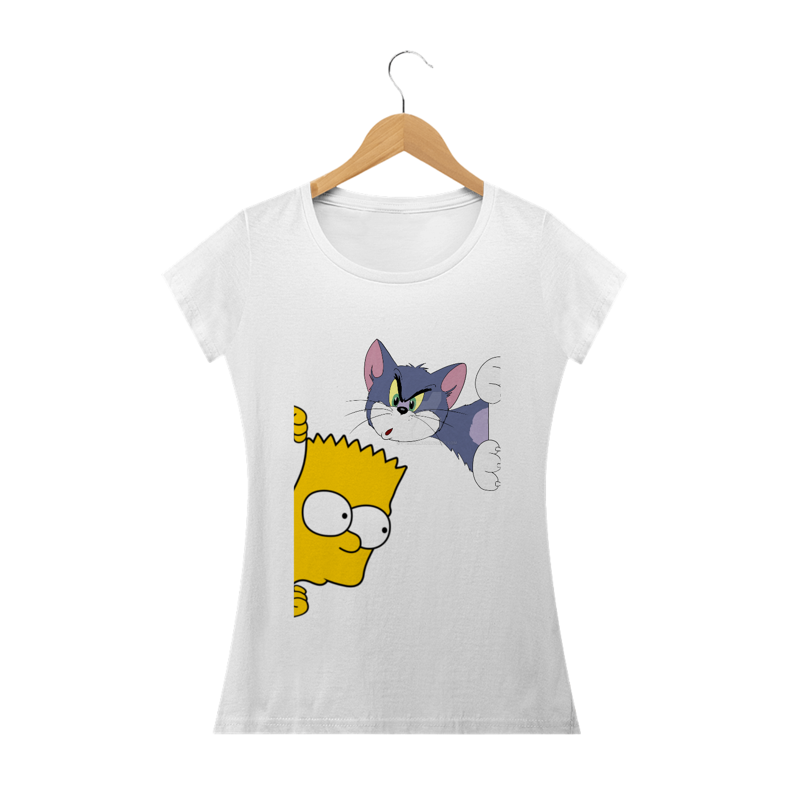 Nome do produto: Camiseta Bart Simpson e Tom (Tom e Jerry) Feminina