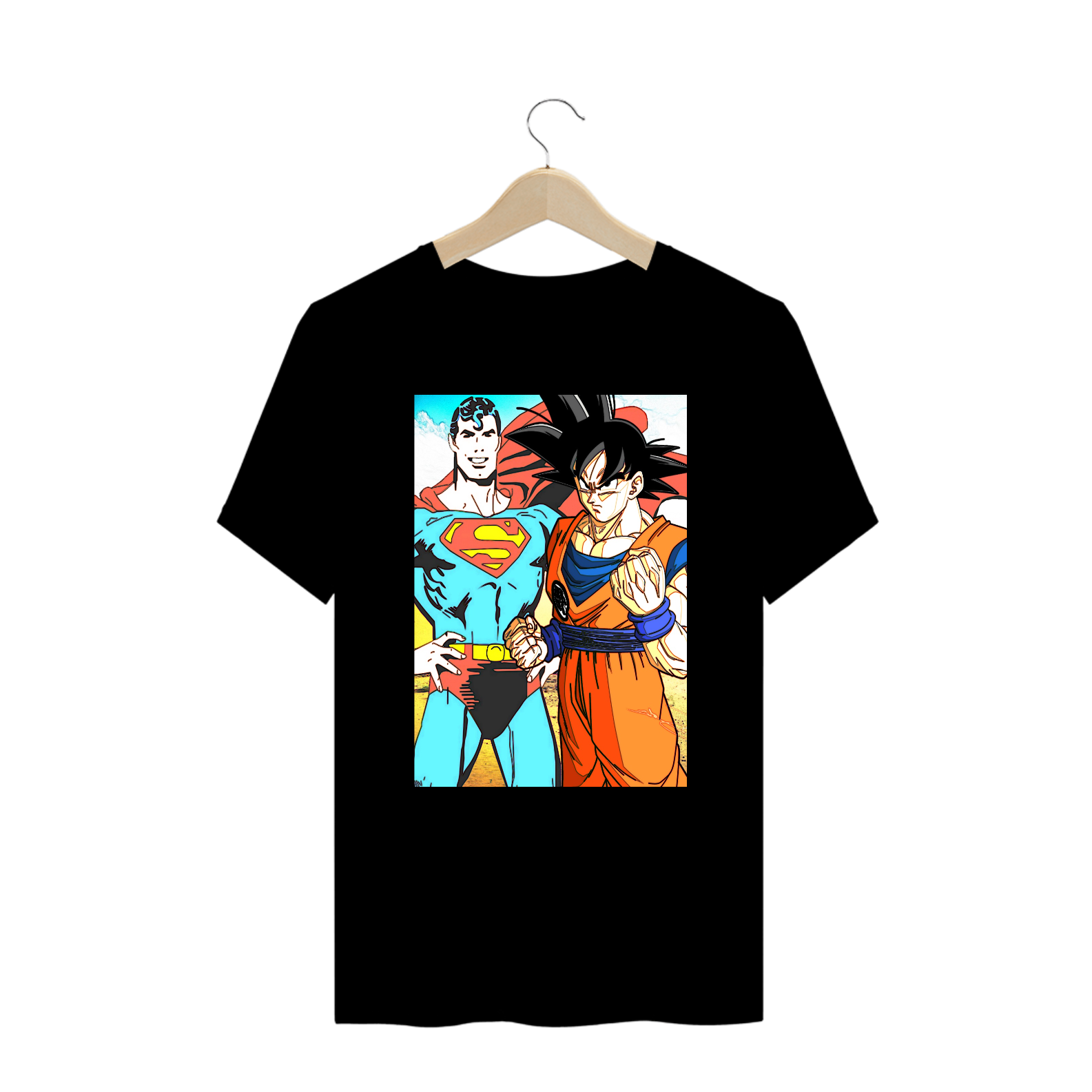 Nome do produto: Camiseta Superman e Goku Plus Size