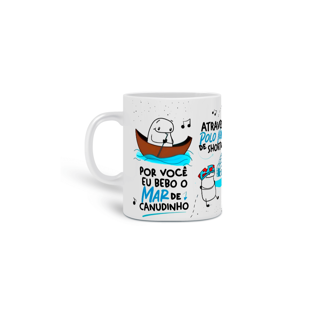 Nome do produto: Caneca - Por Você Eu Bebo O Mar De Canudinho 