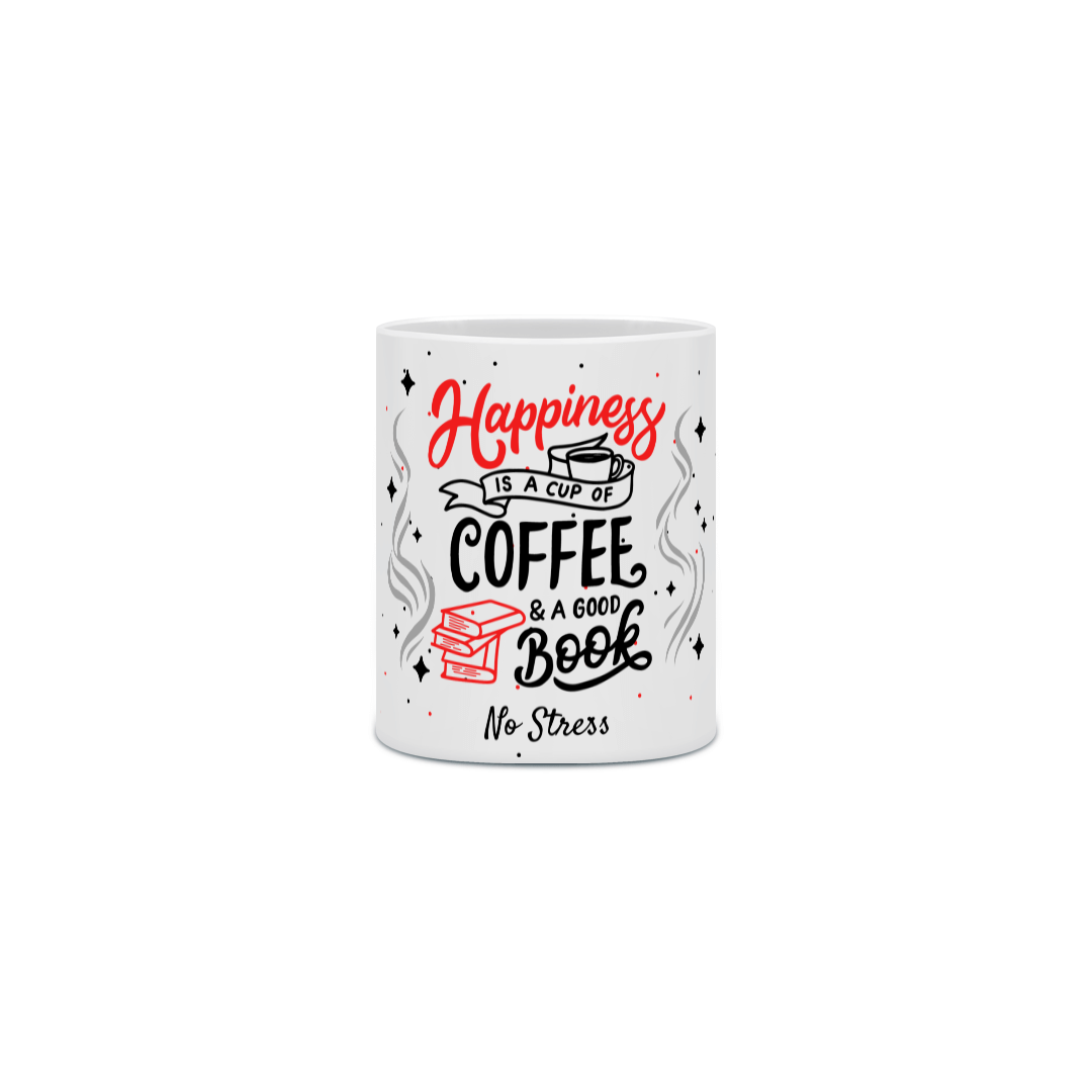 Nome do produto: Caneca - Felicidade é uma xicara de café e um bom livro
