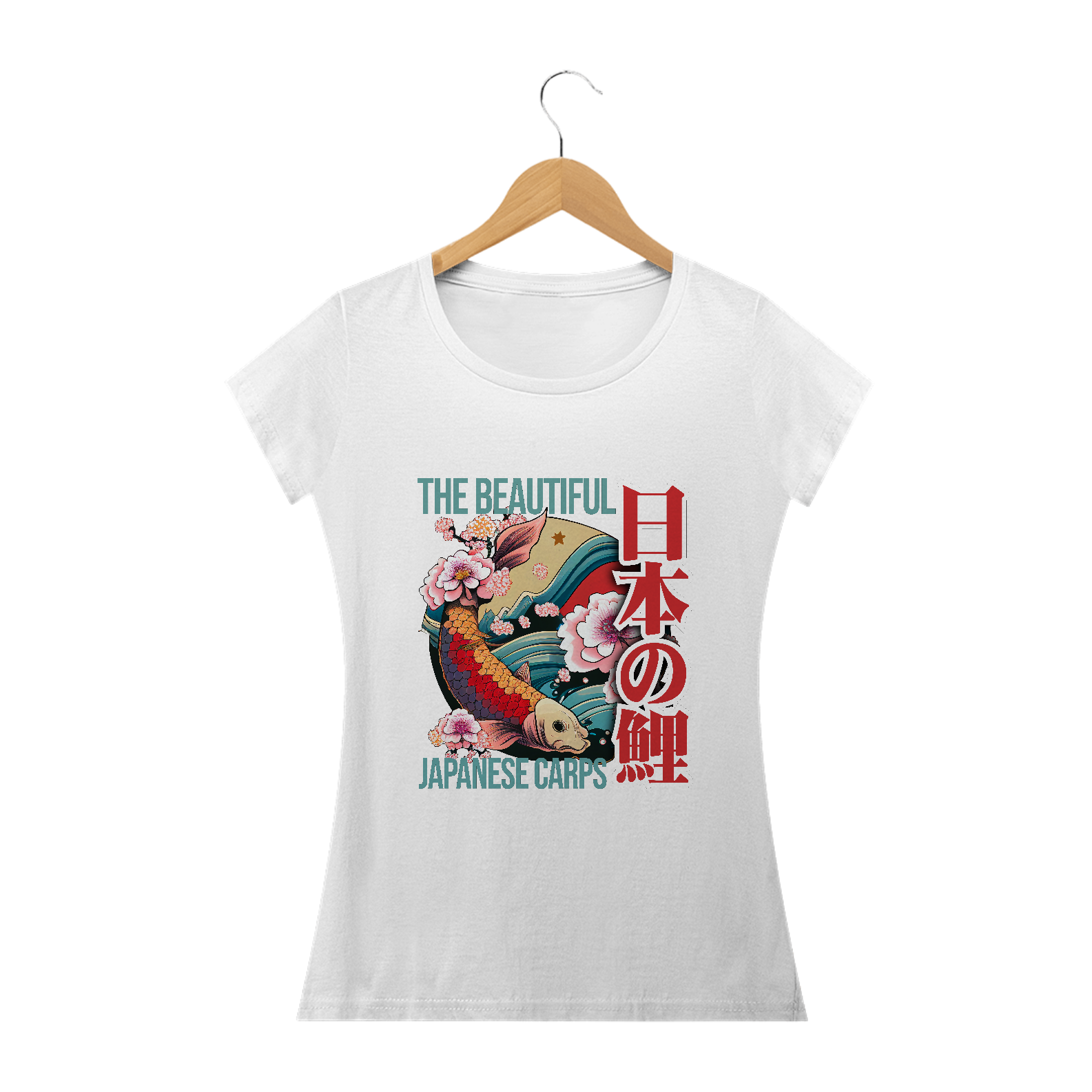 Nome do produto: Camiseta Baby Long: “Japanese KOI Design”