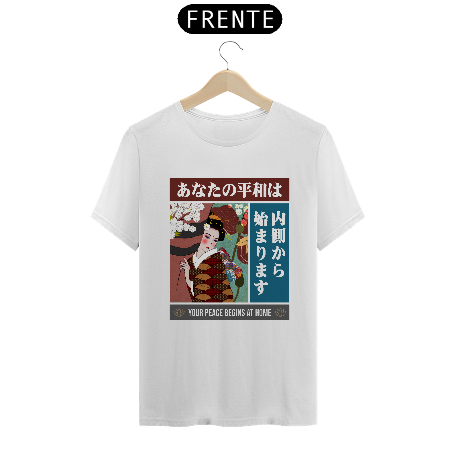 Nome do produto: Camiseta Clássica: “Your peace begins at home”