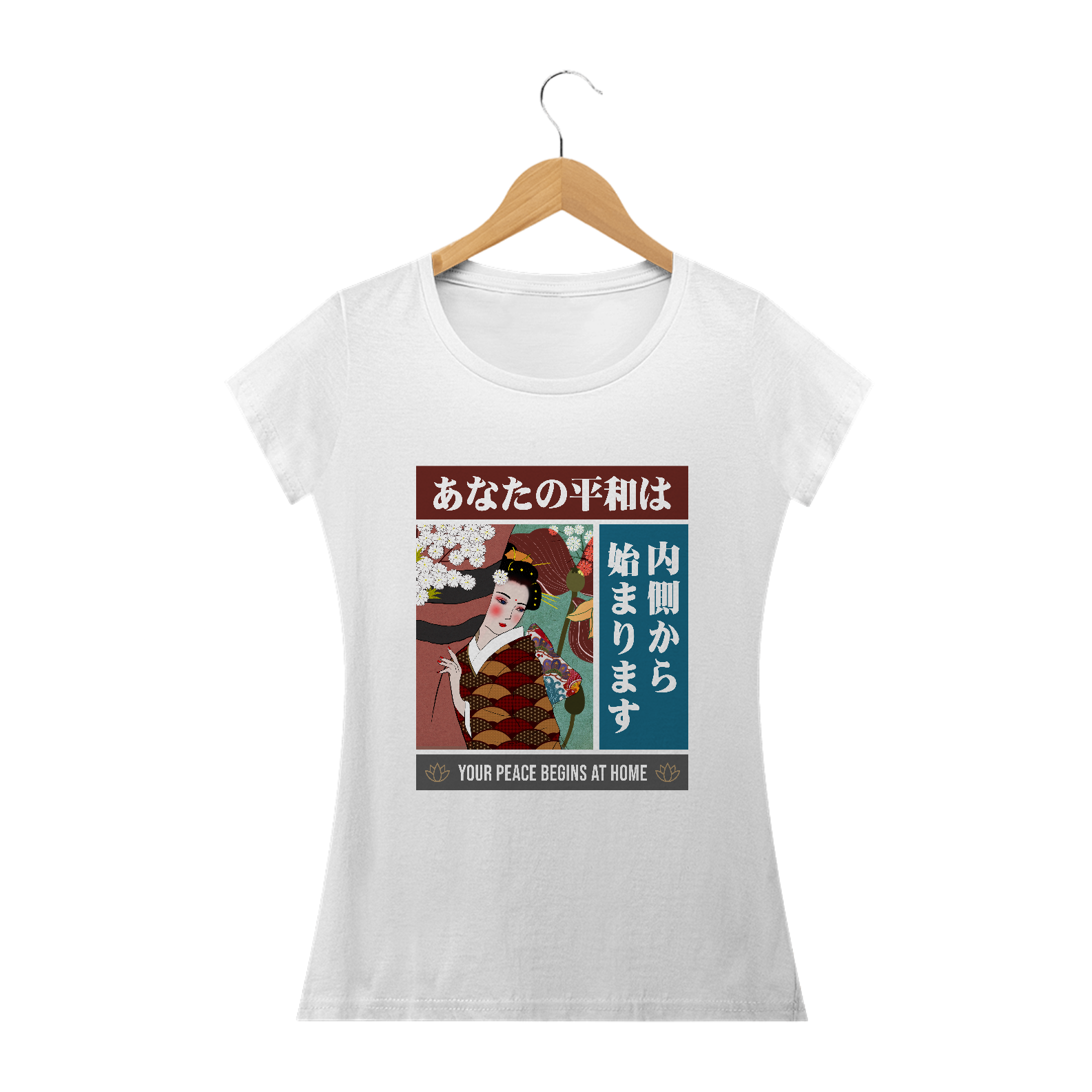 Nome do produto: Camiseta Baby Long: “Your peace begins at home”