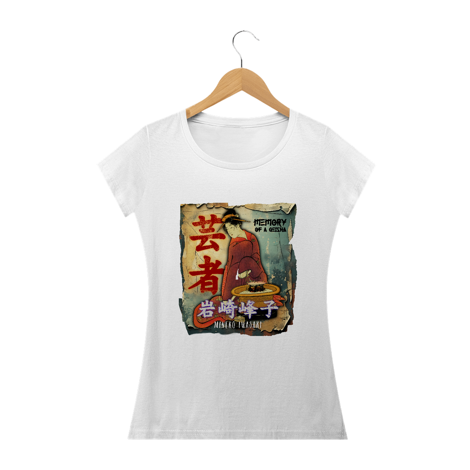Nome do produto: Camiseta Baby Long: “Gueixa Mineko Iwasaki”