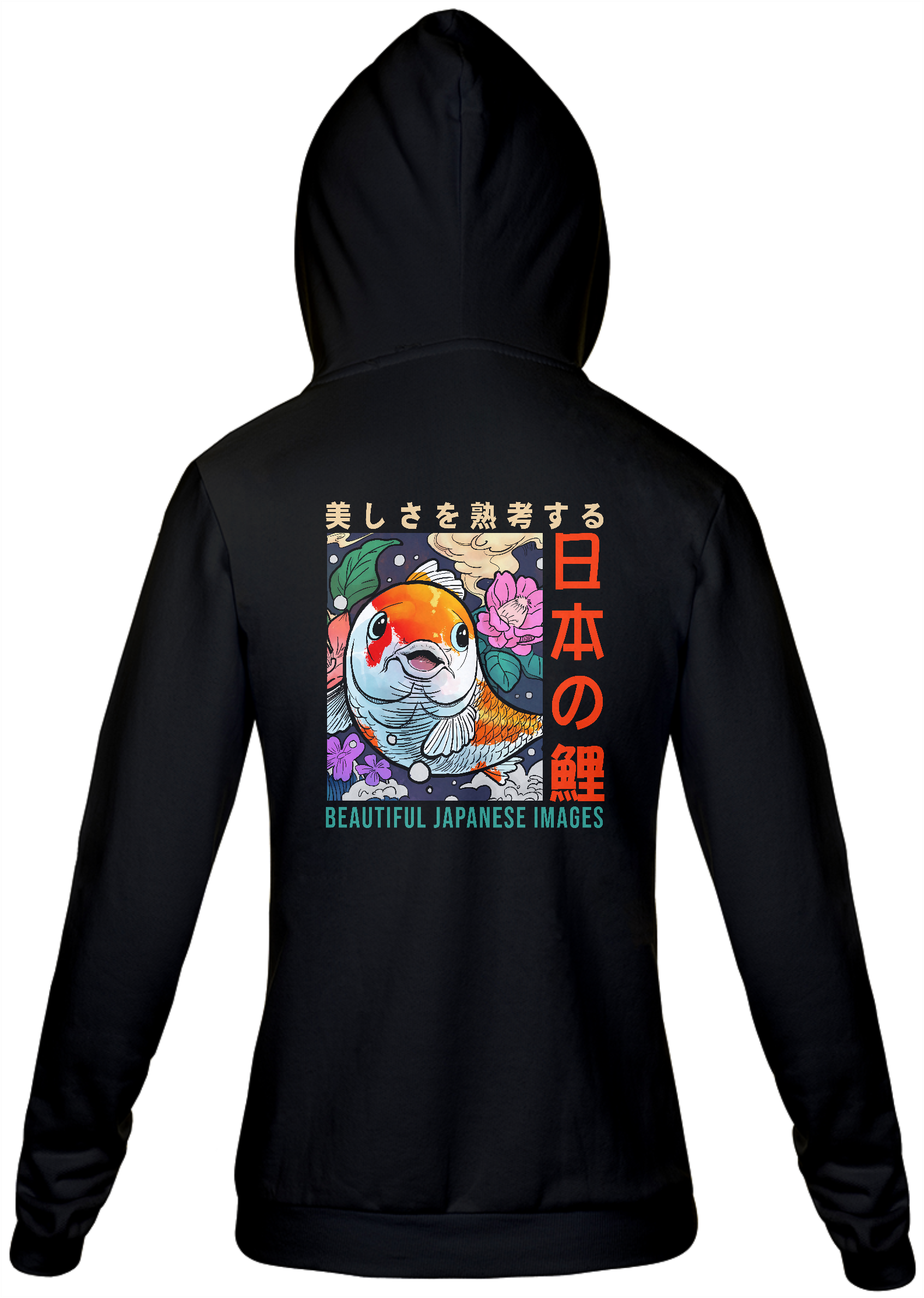 Nome do produto: Moleton c/ Zíper Unissex: “Japanese KOI”