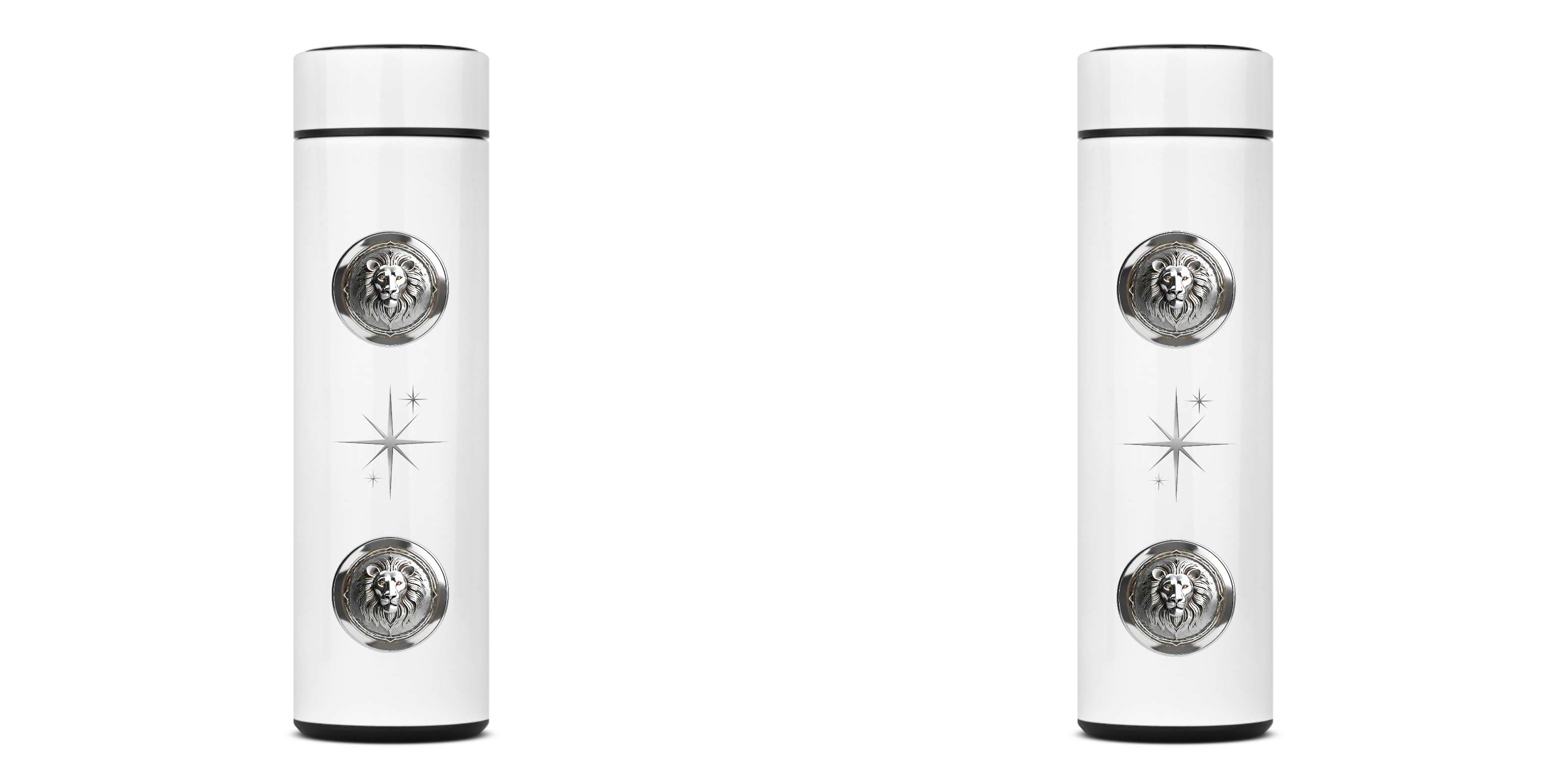 Garrafa Térmica Mandala Leão Cromado