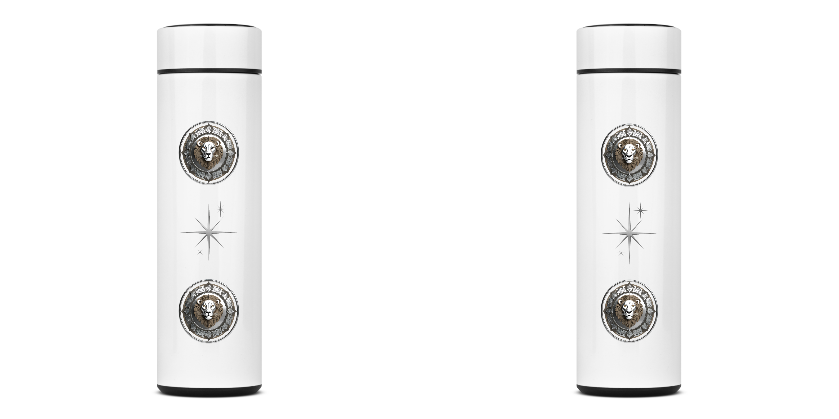 Garrafa Térmica Mandala Leão Cromado 2