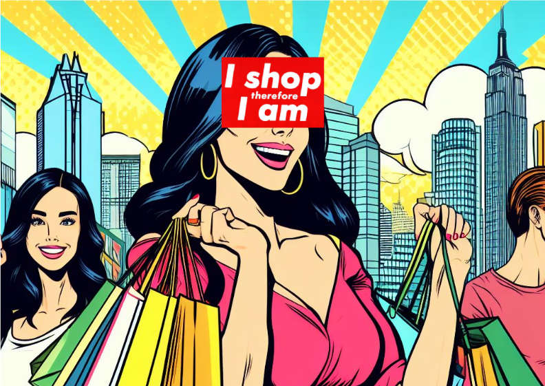Nome do produto: Retrato - I shop therefore I am