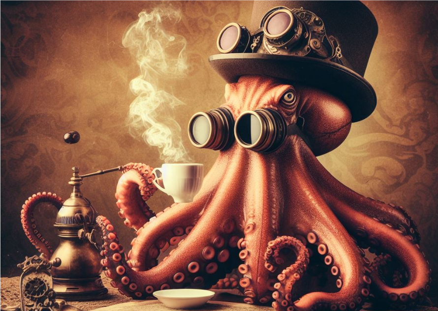 Nome do produto: Retrato - Polvo Steampunk