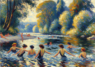 Pôster Impressionista - Bailarinas no lago