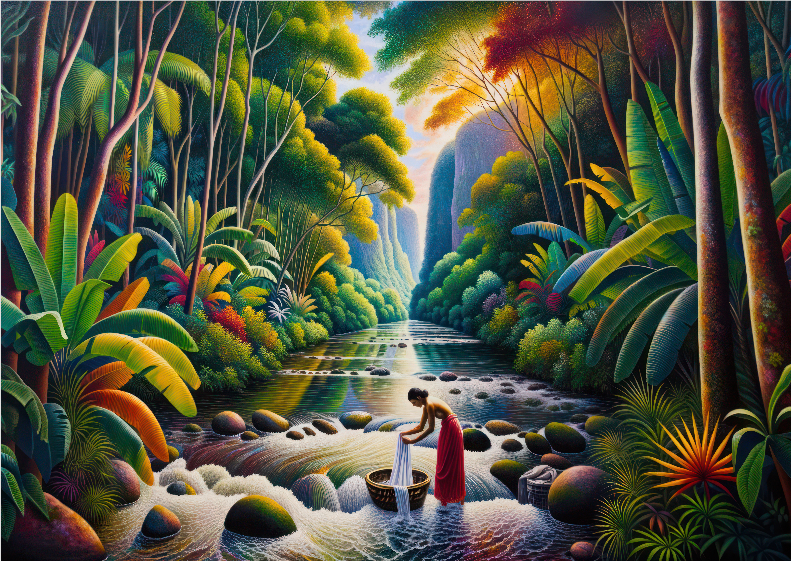 Pôster Modernista - Lavadeira no rio 01