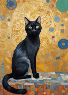 Pôster Simbolista - O Gato Preto de Klimt 