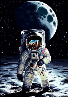 Pôster Astronauta 01 - Pixel Arte  - Sem Moldura - Orientação Retrato - Tamanhos: A0, A1, A2 e A3 - Fine Art