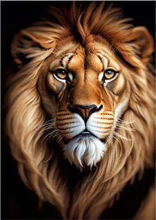Pôster Realista - Face Leão - Sem Moldura - Orientação Retrato - Tamanhos: A0, A1, A2 e A3 - Fine Art