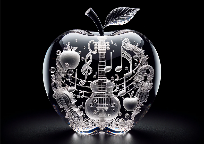 Pôster Ilustração - 3D - Violino Cristal - Sem Moldura - Orientação Paisagem  - Tamanhos: A0, A1, A2 e A3 - Fine Art