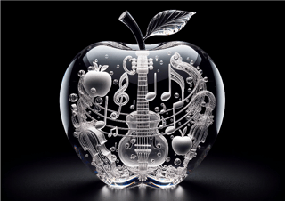 Pôster Ilustração - 3D - Violino Cristal - Sem Moldura - Orientação Paisagem  - Tamanhos: A0, A1, A2 e A3 - Fine Art