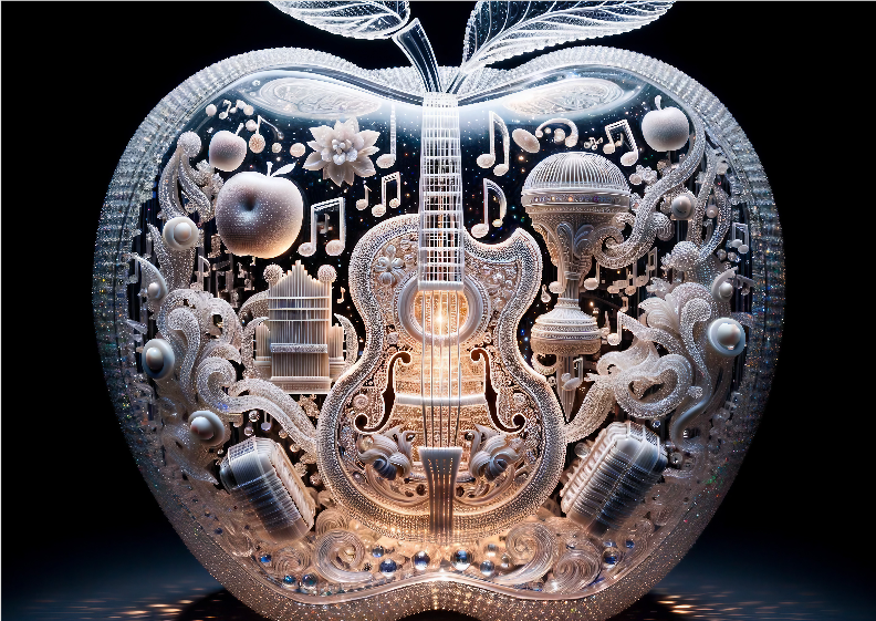 Pôster Ilustração - 3D - Violão Cristal - Sem Moldura - Orientação Paisagem - Tamanhos: A0, A1, A2 e A3 - Fine Art