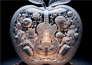 Pôster Ilustração - 3D - Violão Cristal - Sem Moldura - Orientação Paisagem - Tamanhos: A0, A1, A2 e A3 - Fine Art