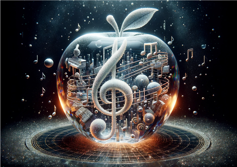 Pôster Ilustração - 3D - Clave de Sol - Notas Musicais - Sem Moldura - Orientação Paisagem - Tamanhos: A0, A1, A2 e A3 - Fine Art