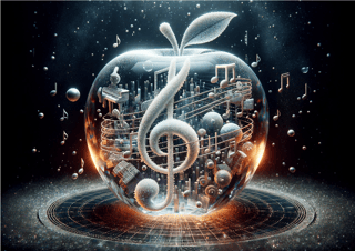 Pôster Ilustração - 3D - Clave de Sol - Notas Musicais - Sem Moldura - Orientação Paisagem - Tamanhos: A0, A1, A2 e A3 - Fine Art