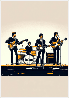 Pôster Arte Vetorial - The Beatles  - Sem Moldura - Orientação Paisagem - Tamanhos: A0, A1 e A3 - Fine Art