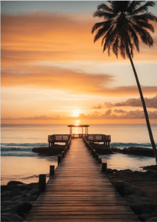 Pôster  - Praia ao Entardecer 01 - Sem Moldura - Orientação Retrato - Tamanhos: A0, A1, A2 e A3 - Fine Art