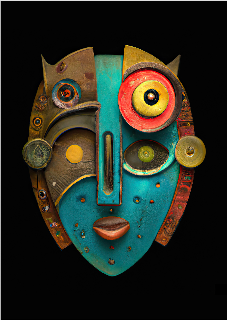 Pôster Digimask 01 - Arte Colecionável - Arte Generativa - Tamanho A4 - Sem Moldura - Orientação Retrato - Fine Art