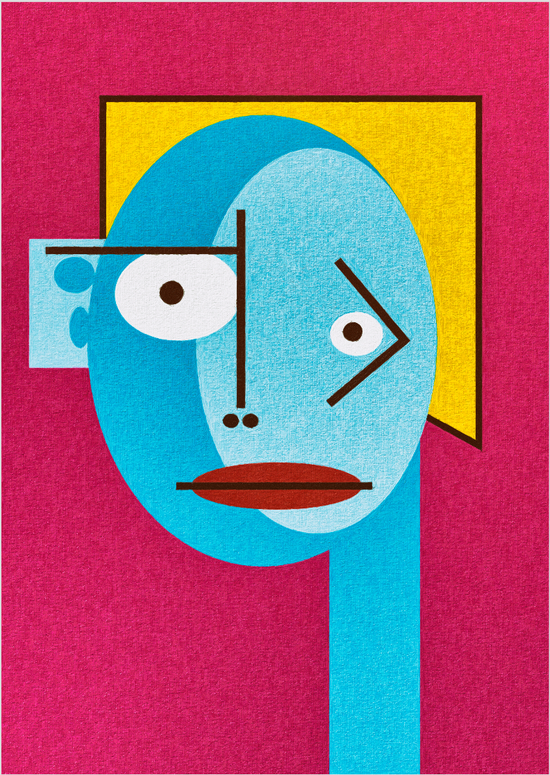 Pôster Cubiface 01 - Arte Colecionável - Tamanho A4 - Sem Moldura - Orientação Retrato - Fine Art