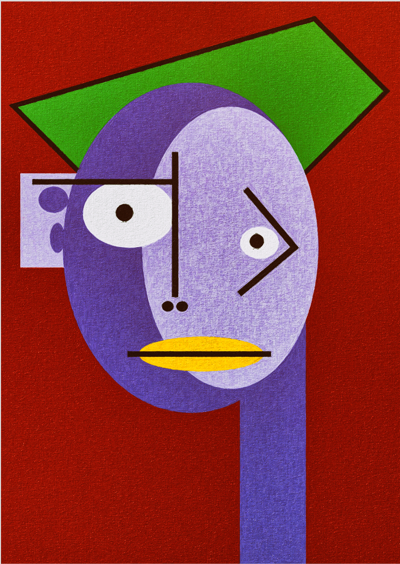 Pôster Cubiface 02 - Arte Colecionável - Tamanho A4 - Sem Moldura - Orientação Retrato - Fine Art