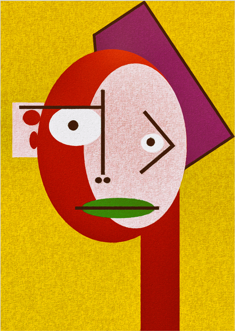 Pôster Cubiface 03 - Arte Colecionável - Tamanho A4 - Sem Moldura - Orientação Retrato - Fine Art