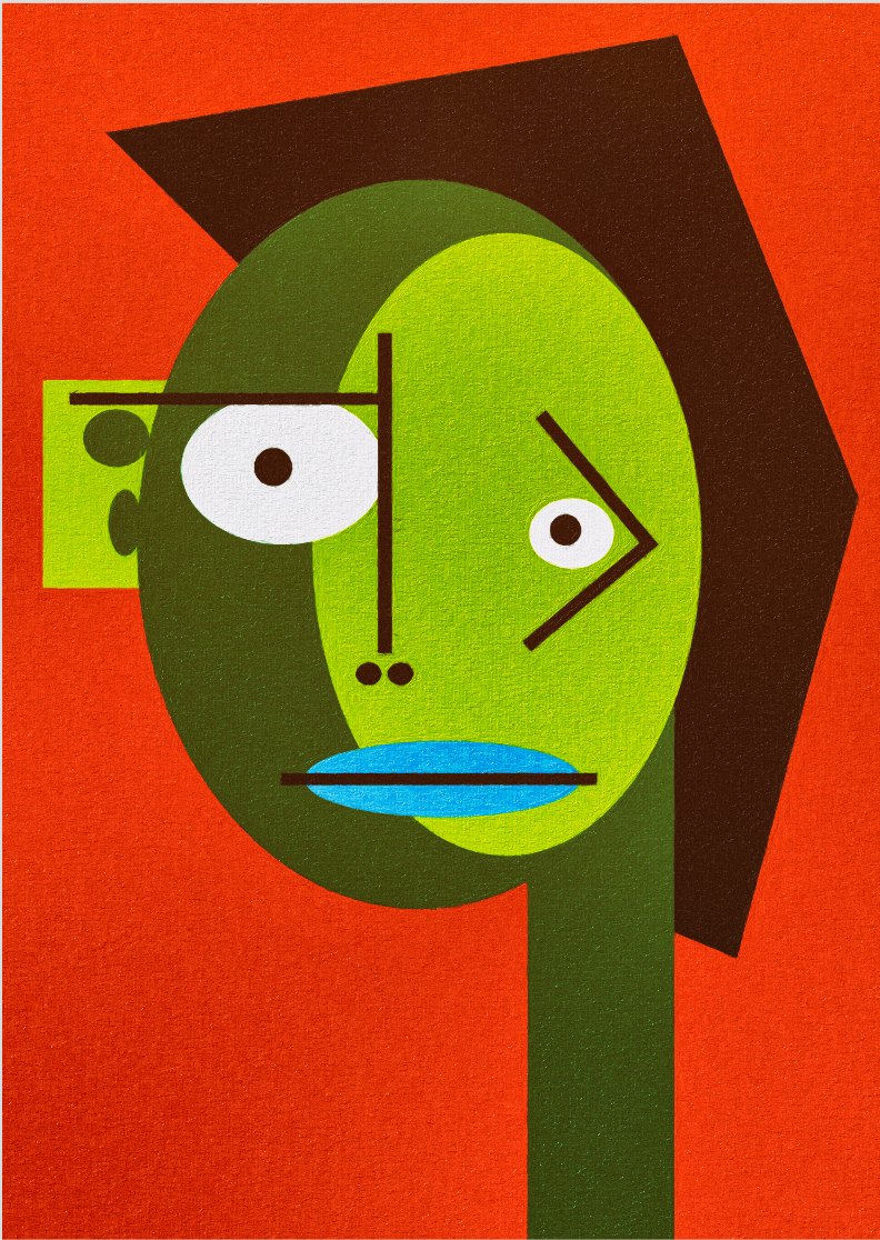 Pôster Cubiface 04 - Arte Colecionável - Tamanho A4 - Sem Moldura - Orientação Retrato - Fine Art