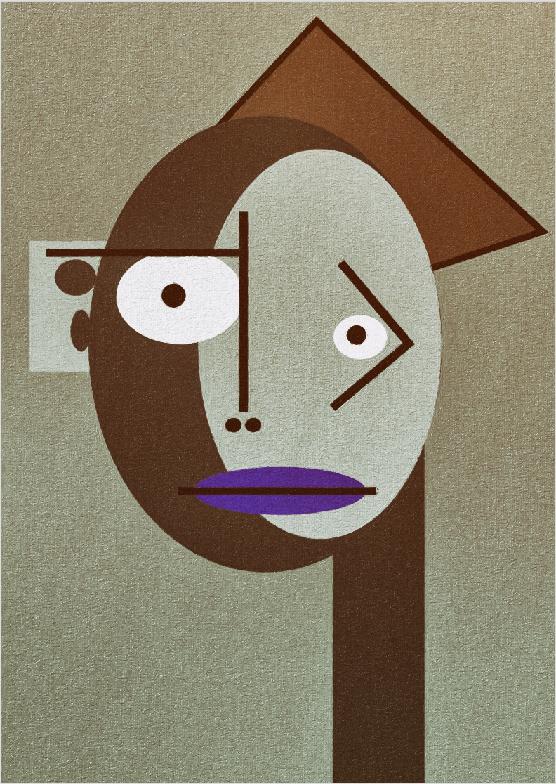 Pôster Cubiface 05 - Arte Colecionável - Tamanho A4 - Sem Moldura - Orientação Retrato - Fine Art