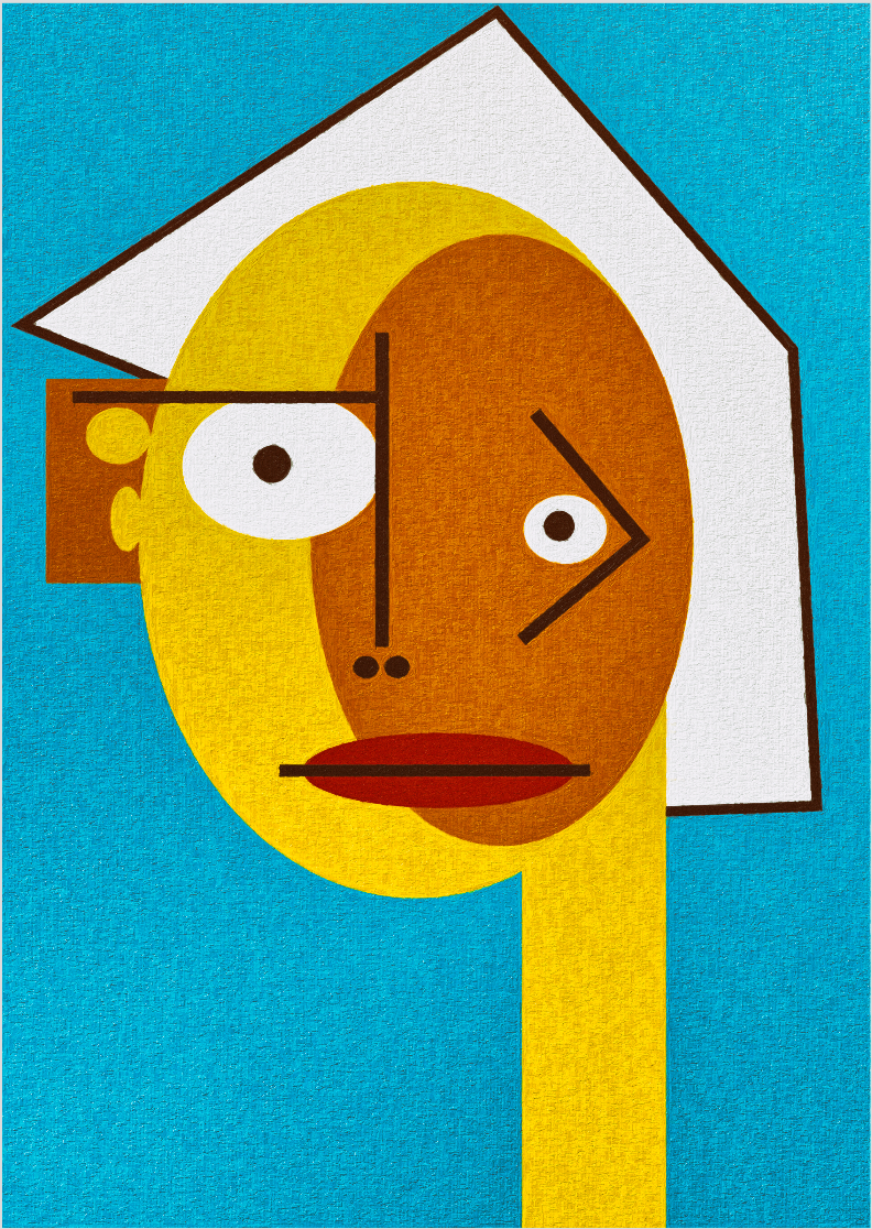 Pôster Cubiface 06 - Arte Colecionável - Tamanho A4 - Sem Moldura - Orientação Retrato - Fine Art