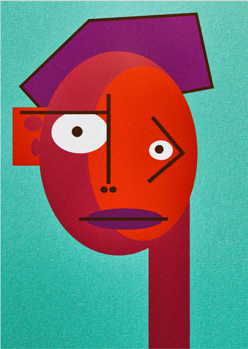 Pôster Cubiface 07 - Arte Colecionável - Tamanho A4 - Sem Moldura - Orientação Retrato - Fine Art