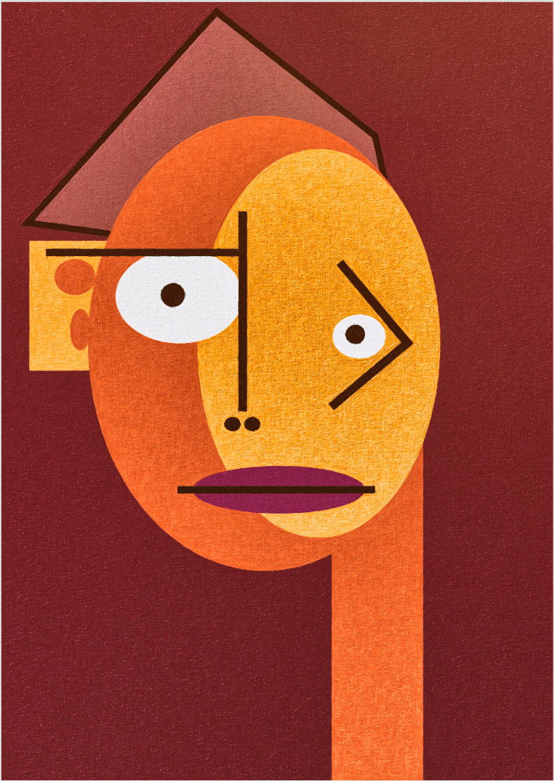 Pôster Cubiface 08 - Arte Colecionável - Tamanho A4 - Sem Moldura - Orientação Retrato - Fine Art