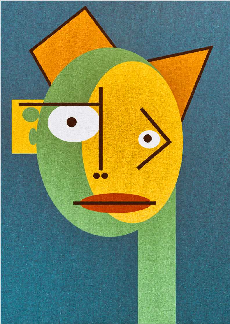 Pôster Cubiface 09 - Arte Colecionável - Tamanho A4 - Sem Moldura - Orientação Retrato - Fine Art