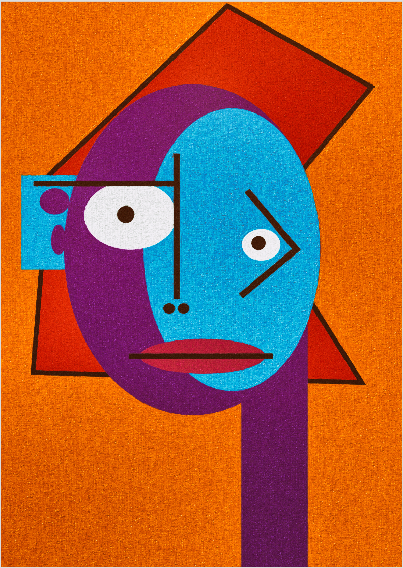 Pôster Cubiface 11 - Arte Colecionável - Tamanho A4 - Sem Moldura - Orientação Retrato - Fine Art