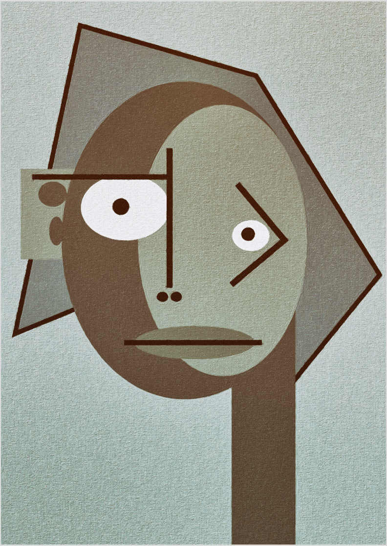 Pôster Cubiface 12 - Arte Colecionável - Tamanho A4 - Sem Moldura - Orientação Retrato - Fine Art